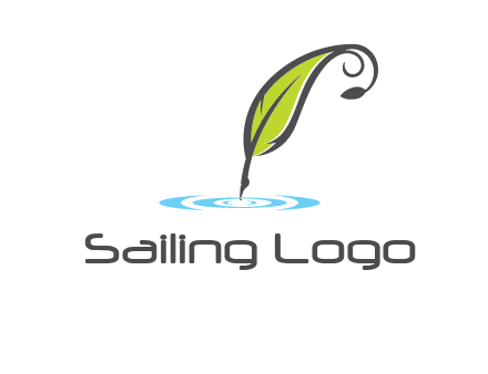 green quill poised on flat circle logo