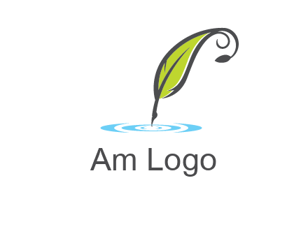 green quill poised on flat circle logo