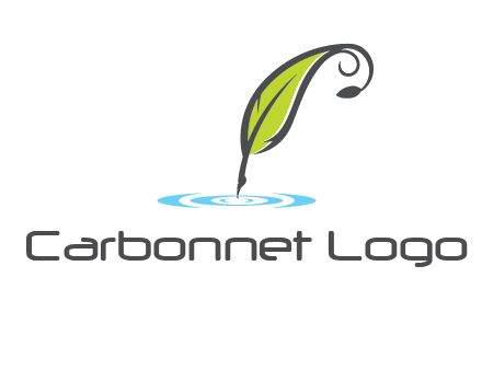 green quill poised on flat circle logo