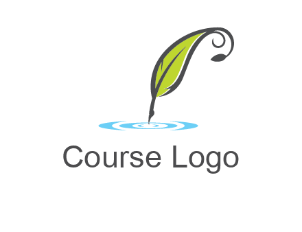 green quill poised on flat circle logo