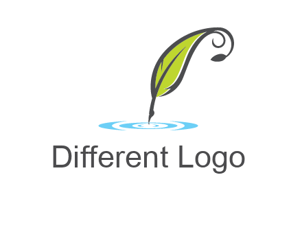 green quill poised on flat circle logo