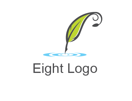 green quill poised on flat circle logo
