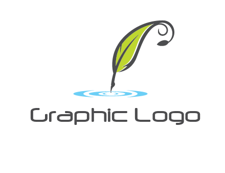 green quill poised on flat circle logo