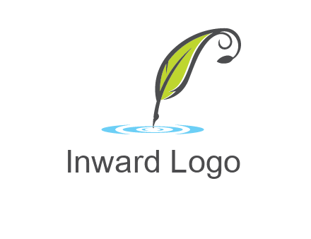 green quill poised on flat circle logo