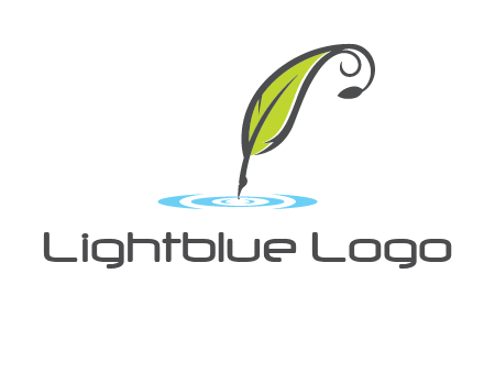 green quill poised on flat circle logo