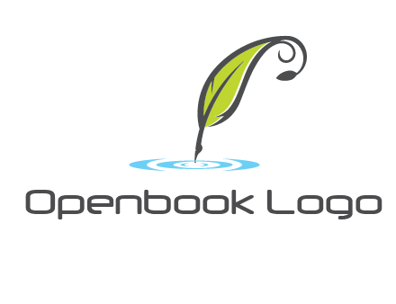 green quill poised on flat circle logo
