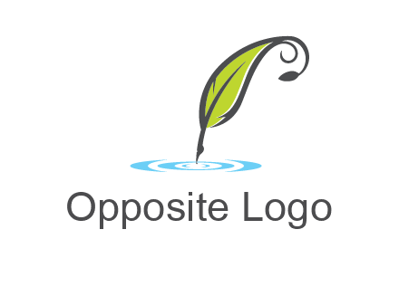 green quill poised on flat circle logo