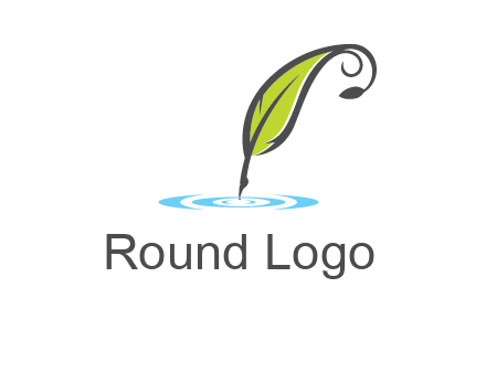 green quill poised on flat circle logo