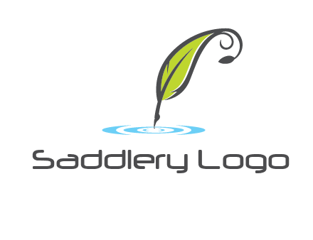 green quill poised on flat circle logo