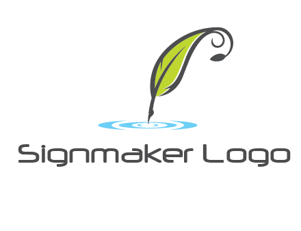 green quill poised on flat circle logo