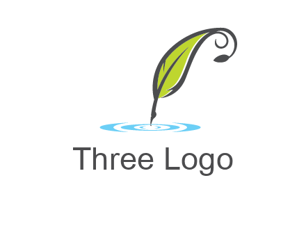 green quill poised on flat circle logo