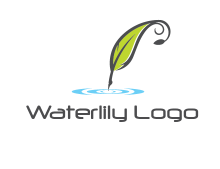 green quill poised on flat circle logo