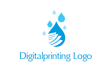 papers in large water drop surrounded by droplets graphic