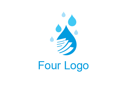 papers in large water drop surrounded by droplets graphic
