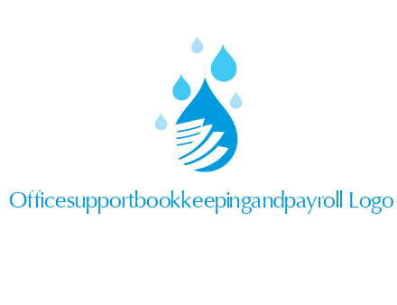 papers in large water drop surrounded by droplets graphic