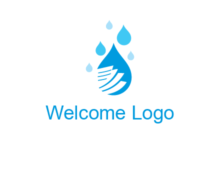 papers in large water drop surrounded by droplets graphic