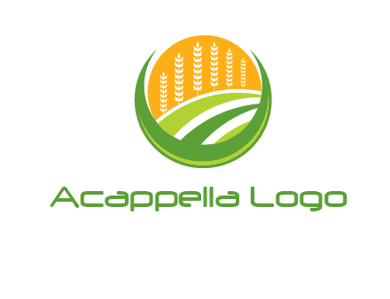 wheat stalks and field in circle agriculture logo