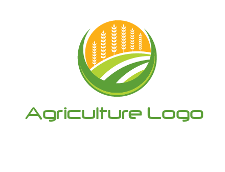 wheat stalks and field in circle agriculture logo