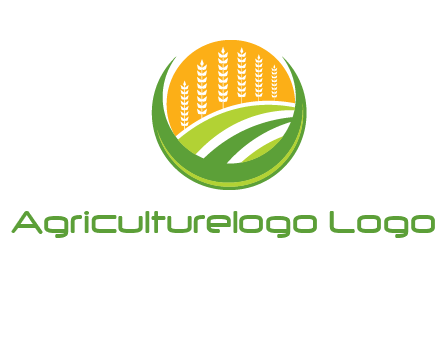 wheat stalks and field in circle agriculture logo