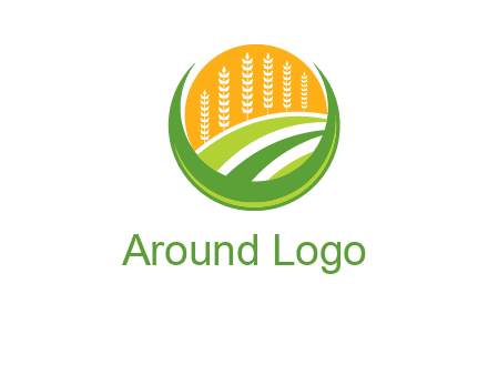 wheat stalks and field in circle agriculture logo