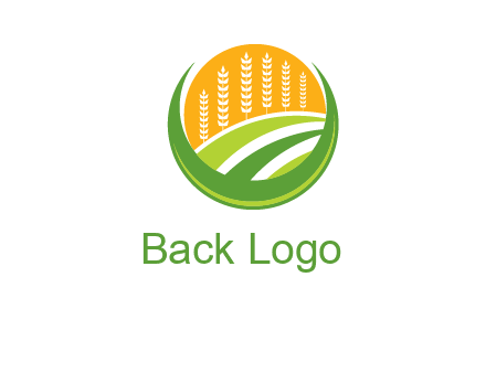 wheat stalks and field in circle agriculture logo