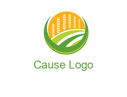 wheat stalks and field in circle agriculture logo