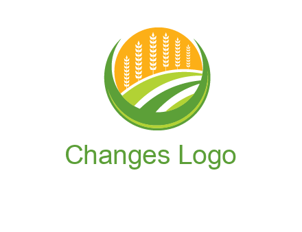 wheat stalks and field in circle agriculture logo
