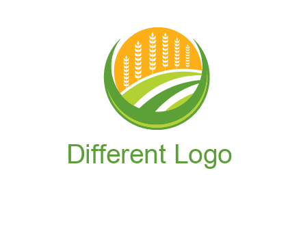 wheat stalks and field in circle agriculture logo