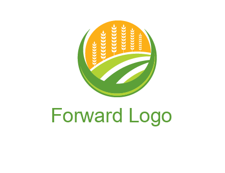 wheat stalks and field in circle agriculture logo