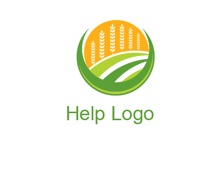 wheat stalks and field in circle agriculture logo
