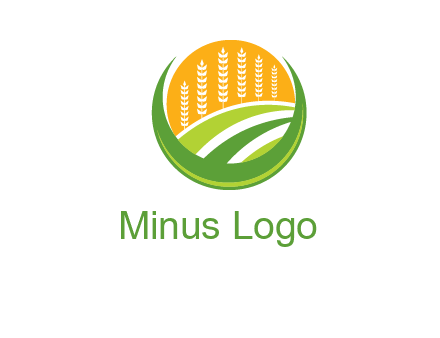 wheat stalks and field in circle agriculture logo