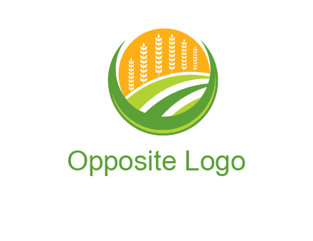 wheat stalks and field in circle agriculture logo
