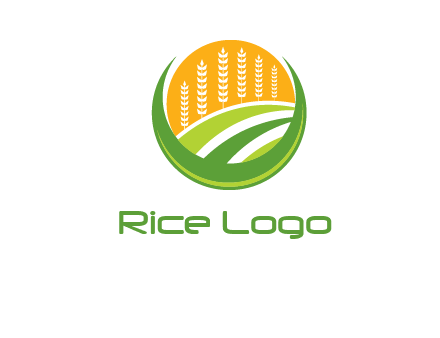 wheat stalks and field in circle agriculture logo