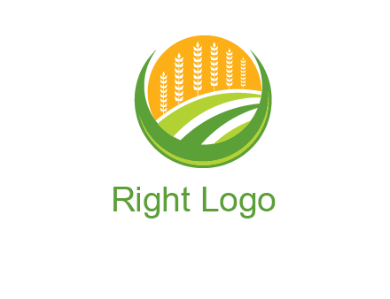 wheat stalks and field in circle agriculture logo