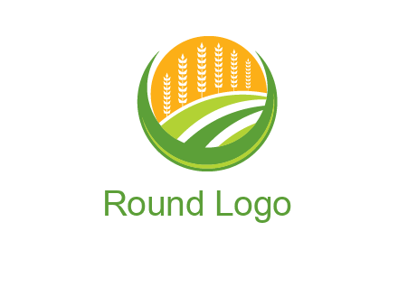 wheat stalks and field in circle agriculture logo