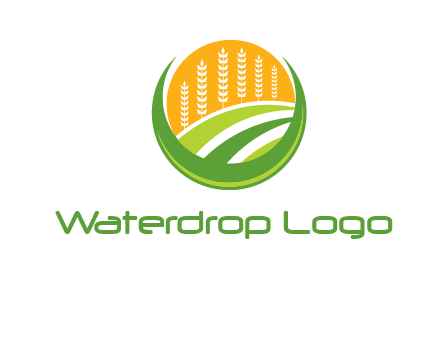 wheat stalks and field in circle agriculture logo
