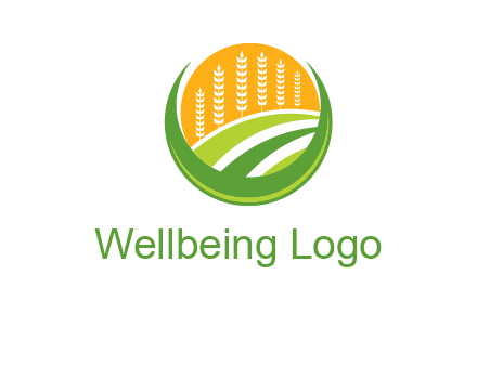 wheat stalks and field in circle agriculture logo