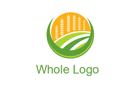 wheat stalks and field in circle agriculture logo
