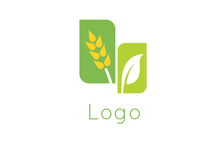 wheat stalk and leaf agriculture logo