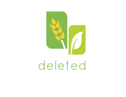 wheat stalk and leaf agriculture logo