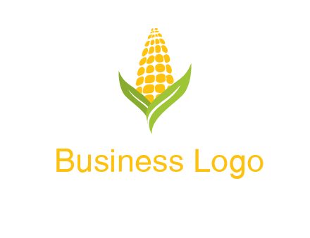 corn on the cob with leaves agriculture logo