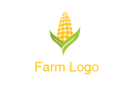 corn on the cob with leaves agriculture logo