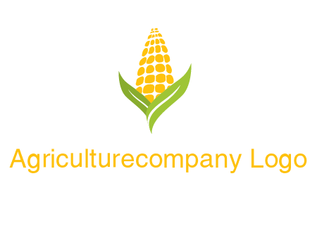 corn on the cob with leaves agriculture logo