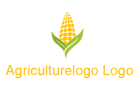 corn on the cob with leaves agriculture logo