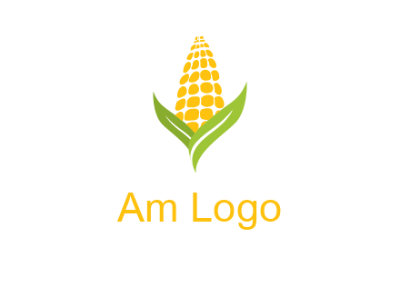 corn on the cob with leaves agriculture logo