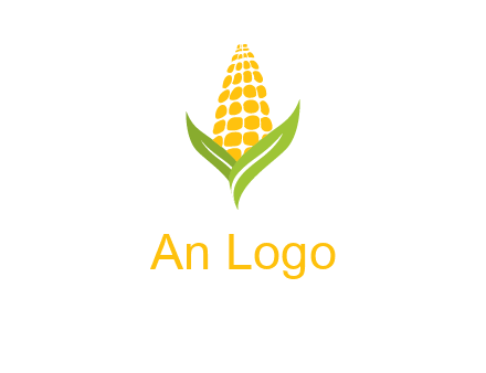 corn on the cob with leaves agriculture logo