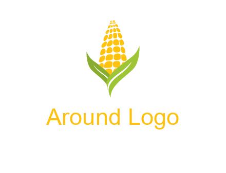 corn on the cob with leaves agriculture logo