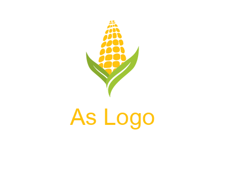 corn on the cob with leaves agriculture logo