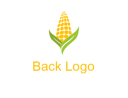 corn on the cob with leaves agriculture logo