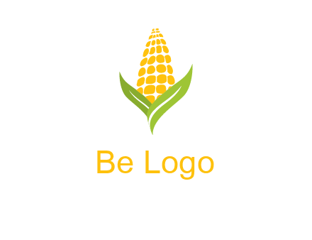 corn on the cob with leaves agriculture logo